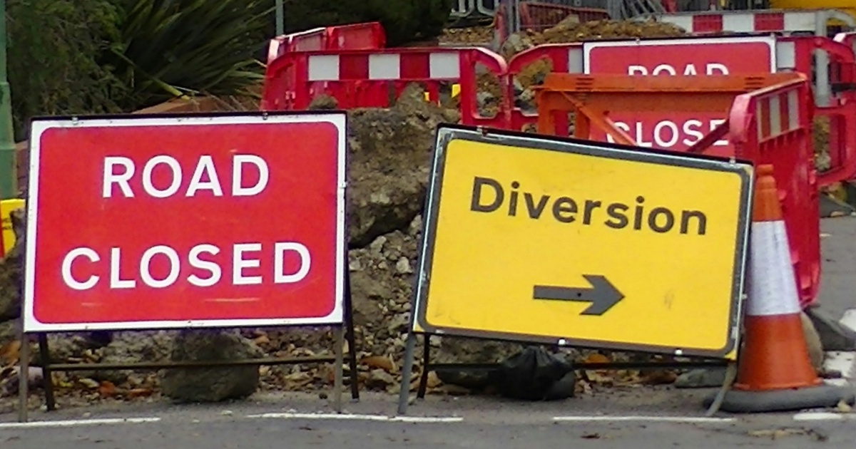 Road closed Diversion